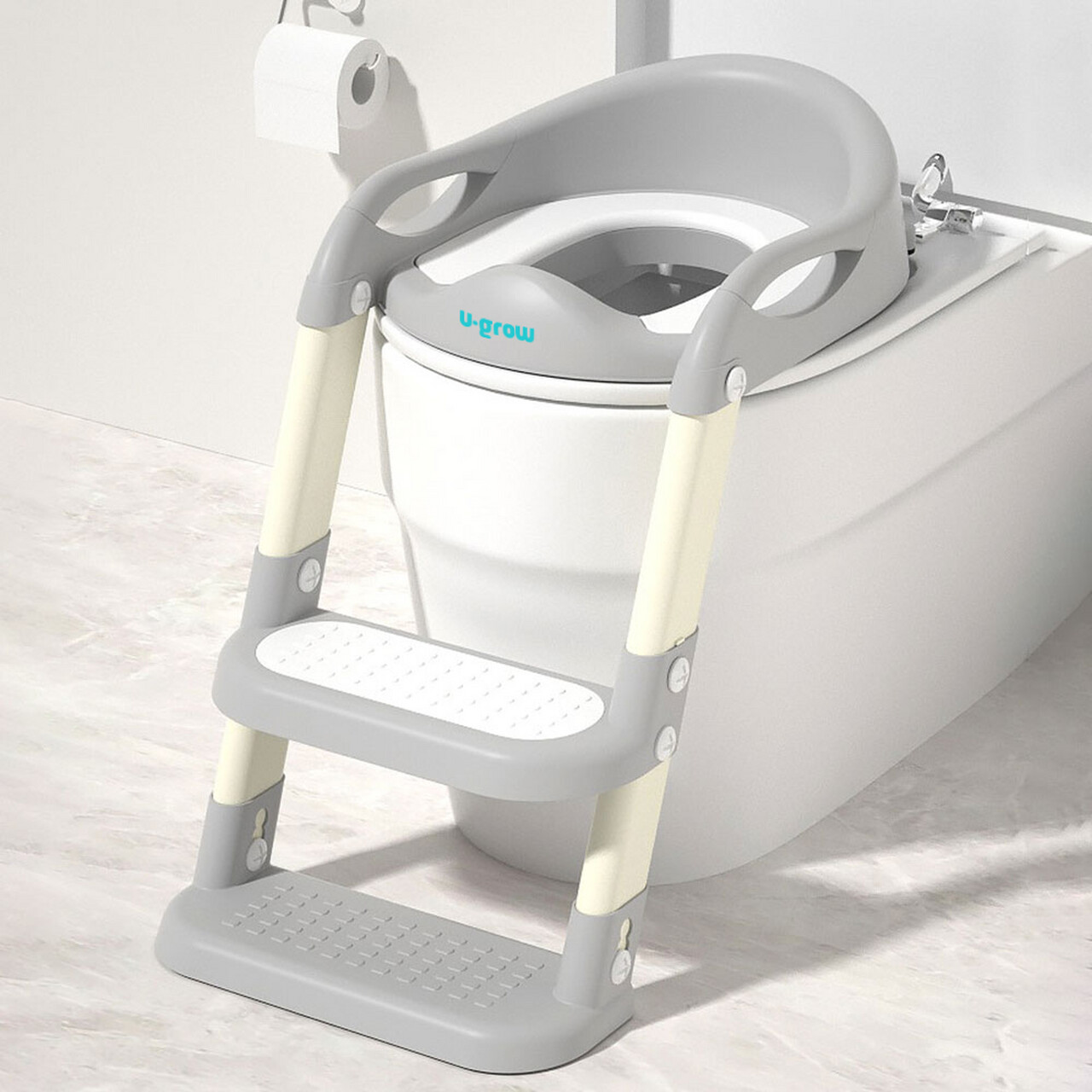 Reductor pentru toaleta cu scara U-grow, 30x38x54 cm, PVC, gri - imagine 7